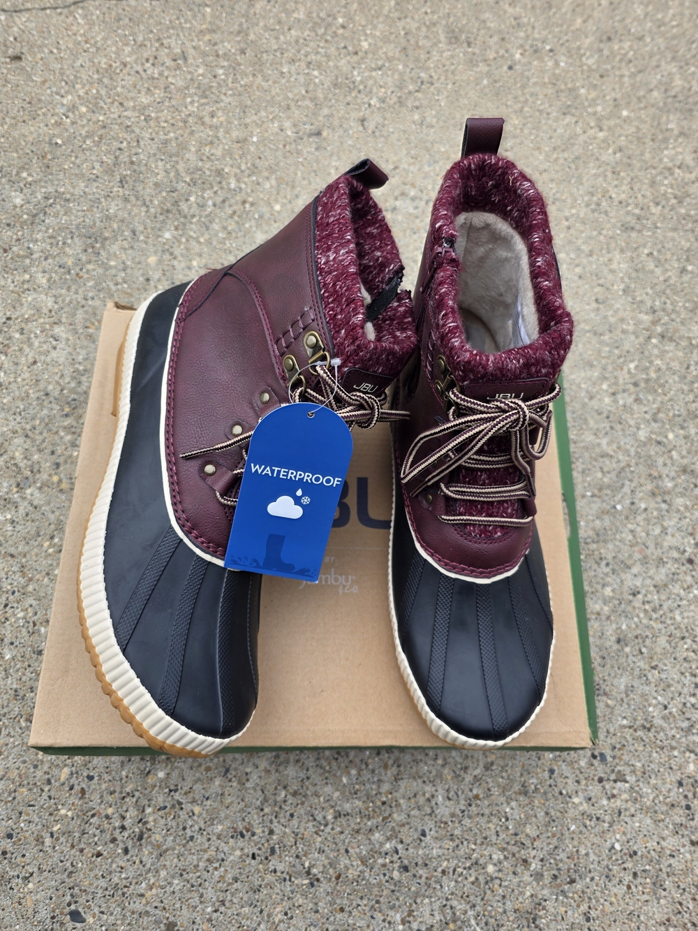 JBUWaterproof Burgundy and Black Women's Winter Boots Size 10